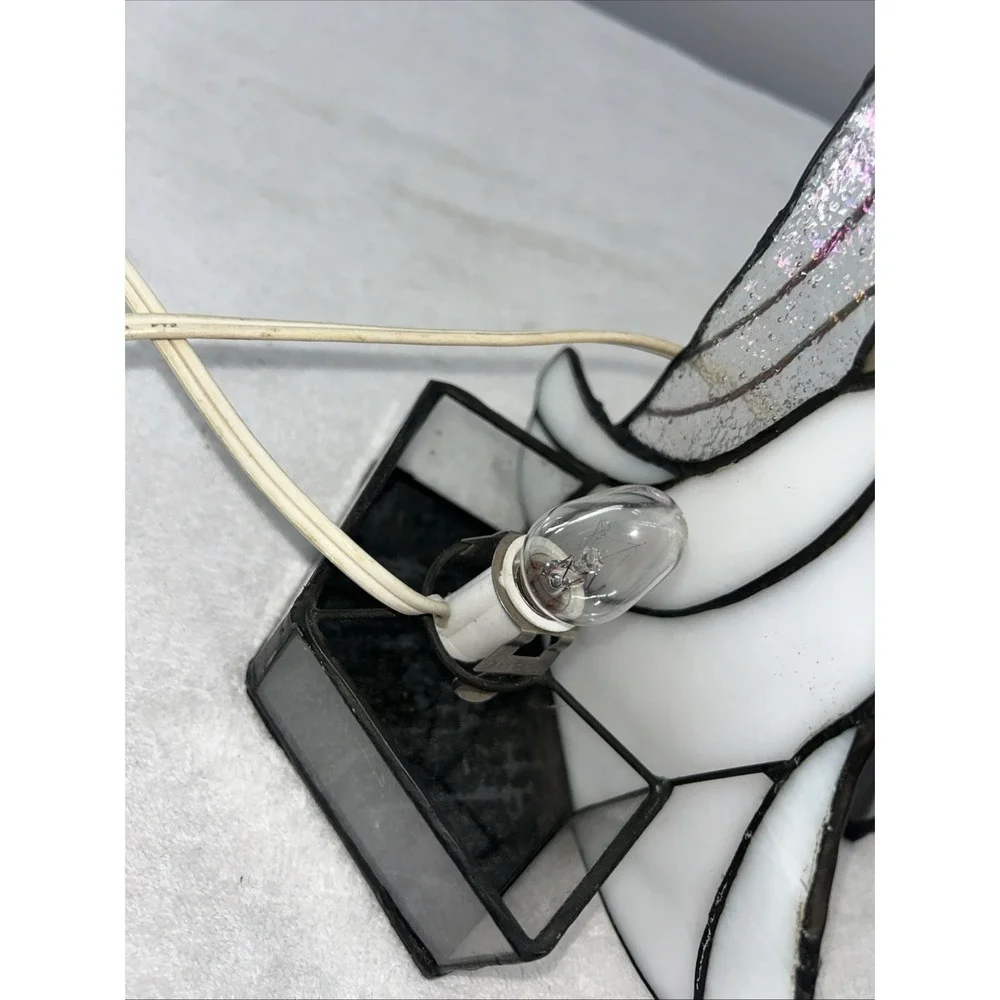 Set Of 2 Stained Glass Angel Accent Glass Metal Tiffany Style Night Lights